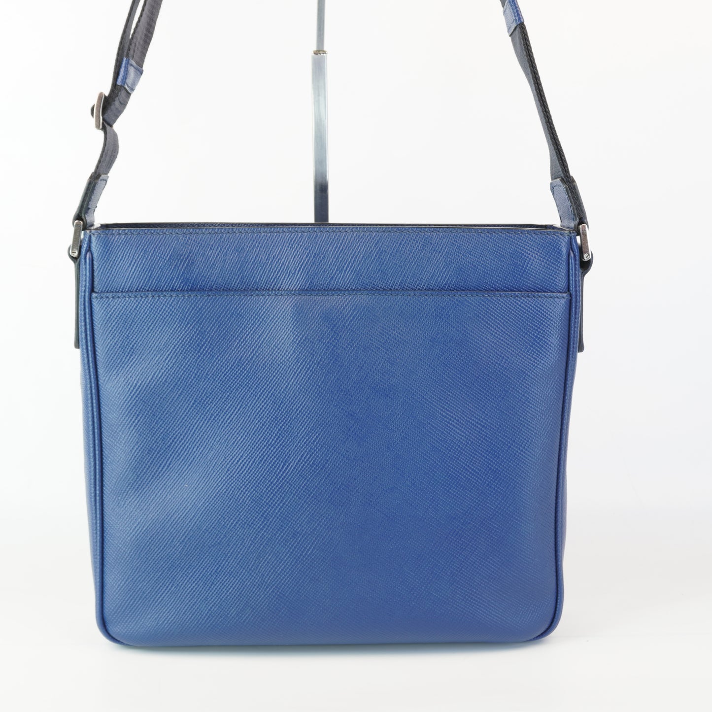 Prada Saffiano Leather Messenger Bag Blue