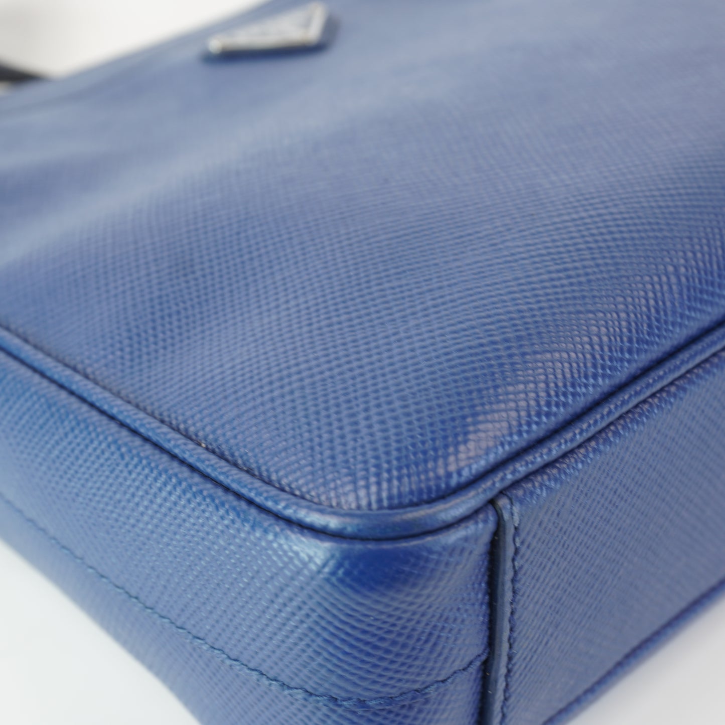 Prada Saffiano Leather Messenger Bag Blue