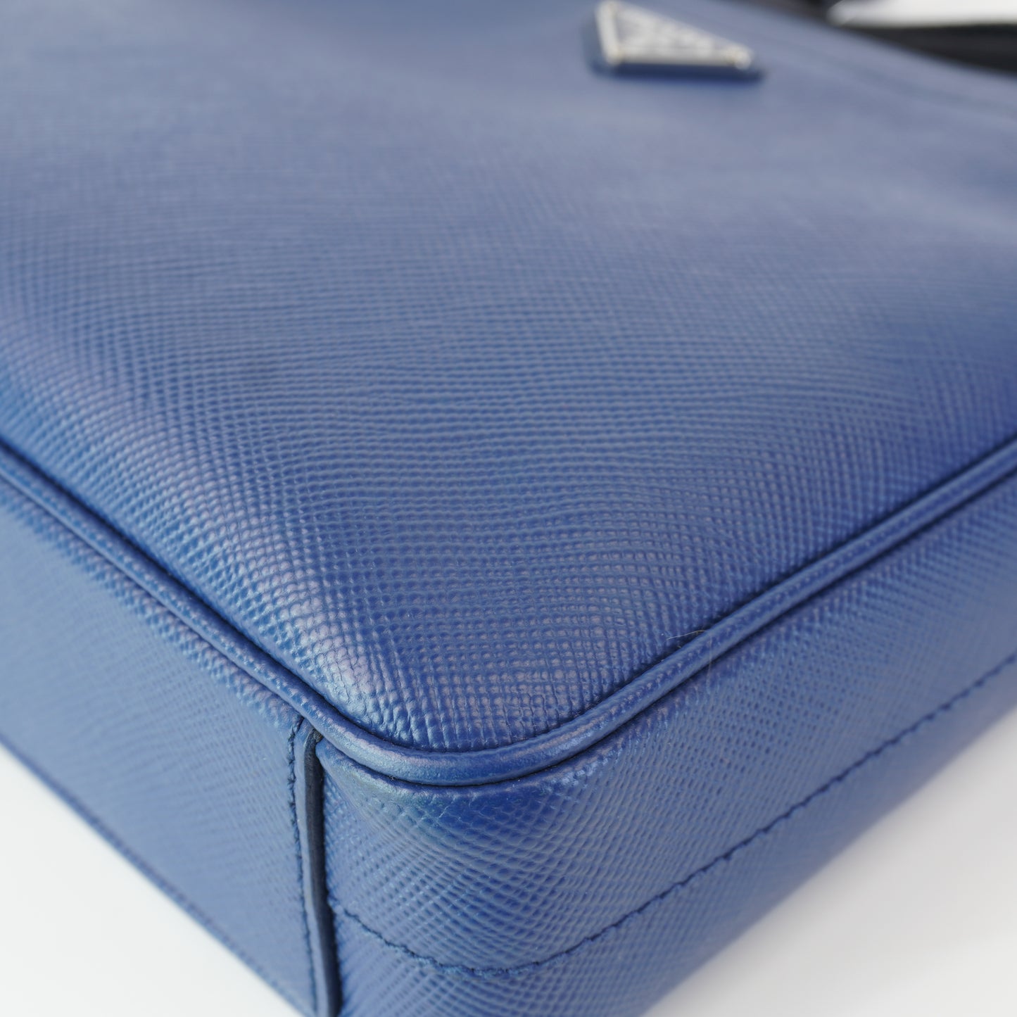 Prada Saffiano Leather Messenger Bag Blue