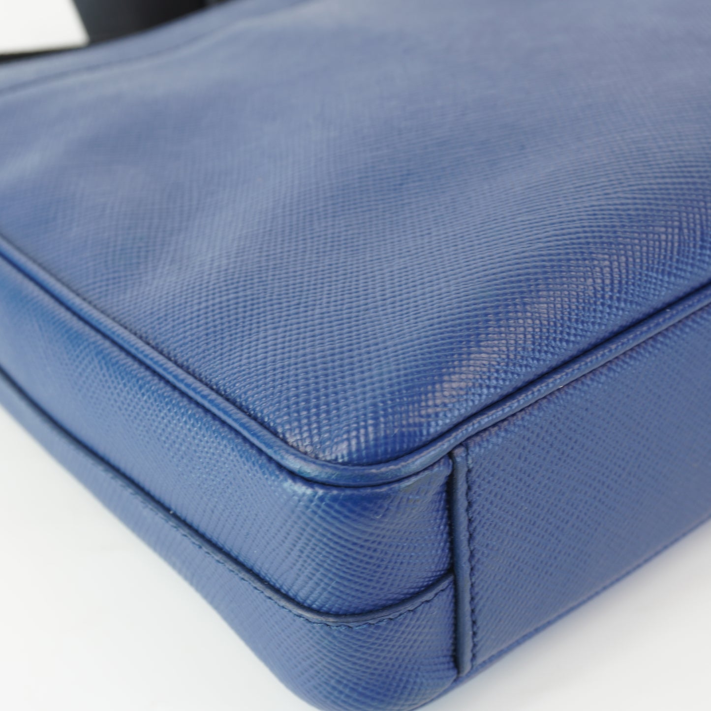 Prada Saffiano Leather Messenger Bag Blue