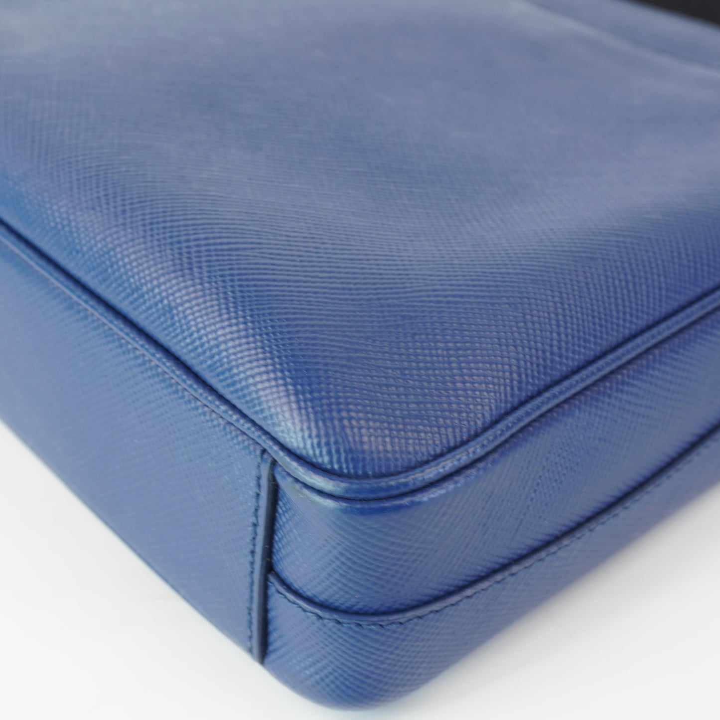 Prada Saffiano Leather Messenger Bag Blue