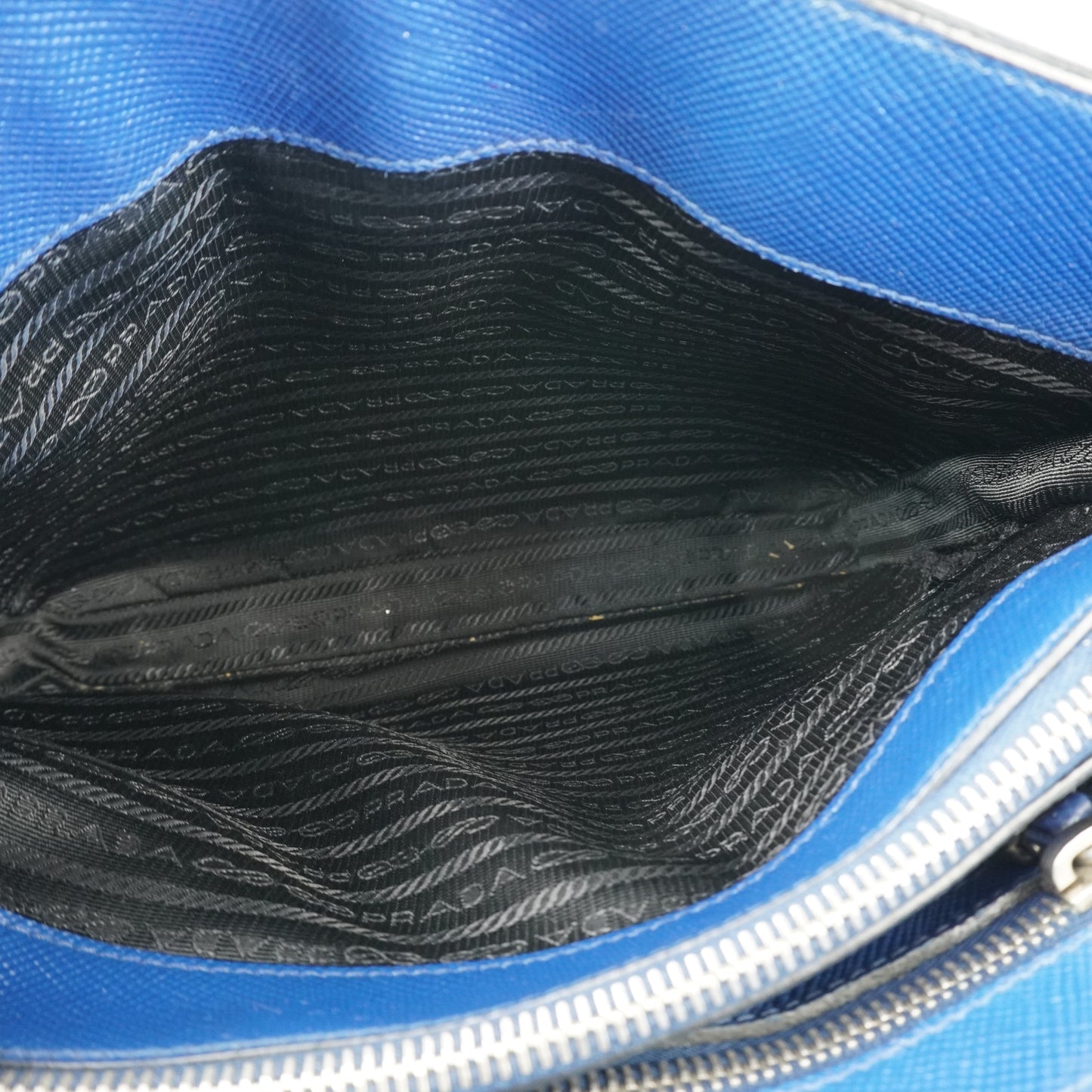 Prada Saffiano Leather Messenger Bag Blue