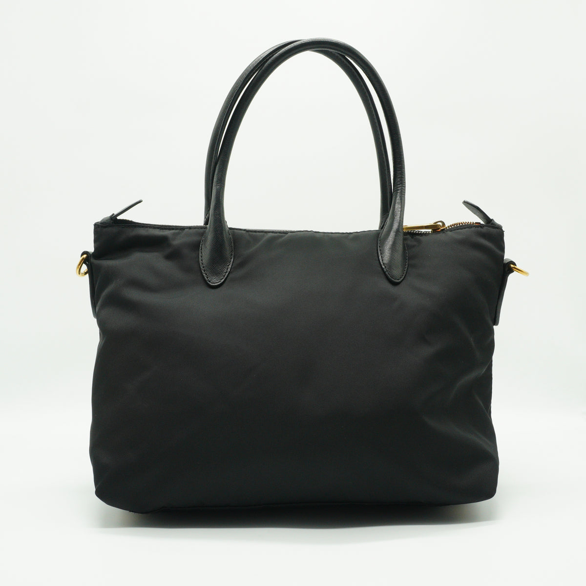 Prada Tessuto Nylon Convertible Shopping Tote Black Medium GHW