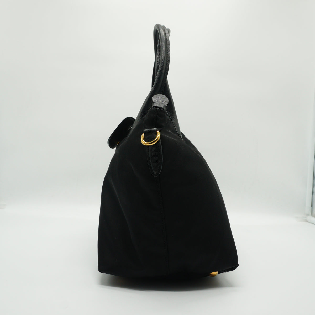 Prada Tessuto Nylon Convertible Shopping Tote Black Medium GHW