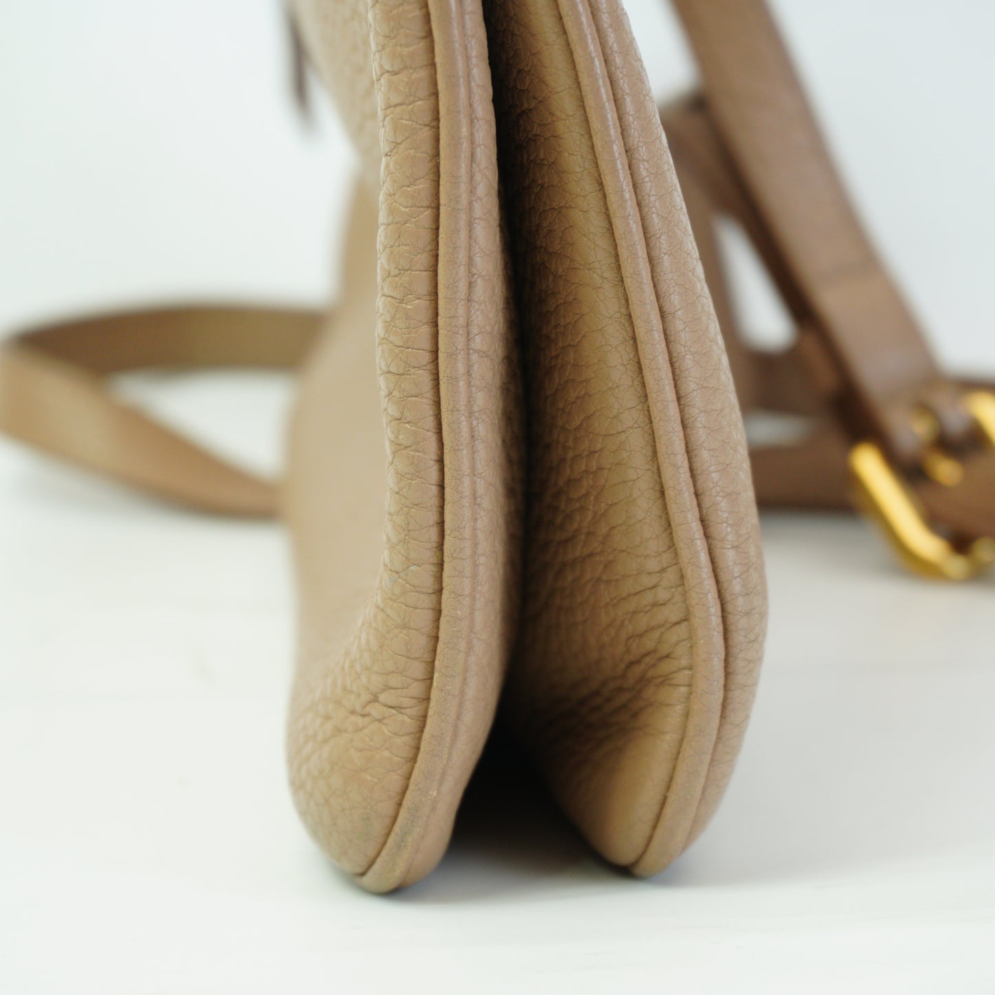 Prada	Vitello Daino Double Zip Crossbody Bag Beige SMall GHW