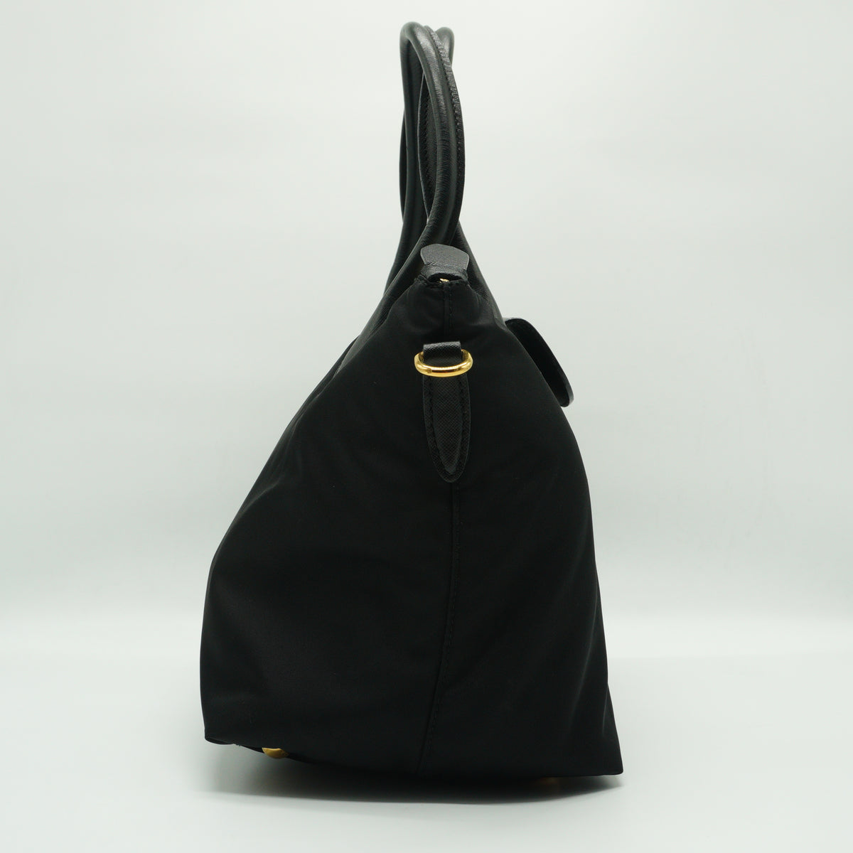 Prada Tessuto Nylon Convertible Shopping Tote Black Medium GHW