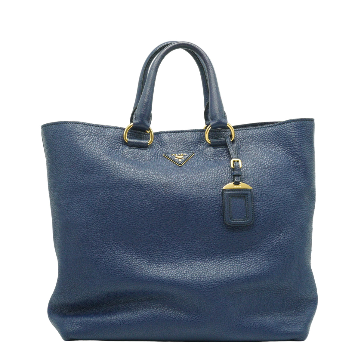 Prada Vitello Daino leather Shopping Tote blue large GHW