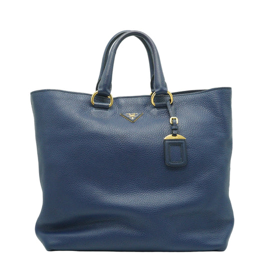 Prada Vitello Daino leather Shopping Tote blue large GHW
