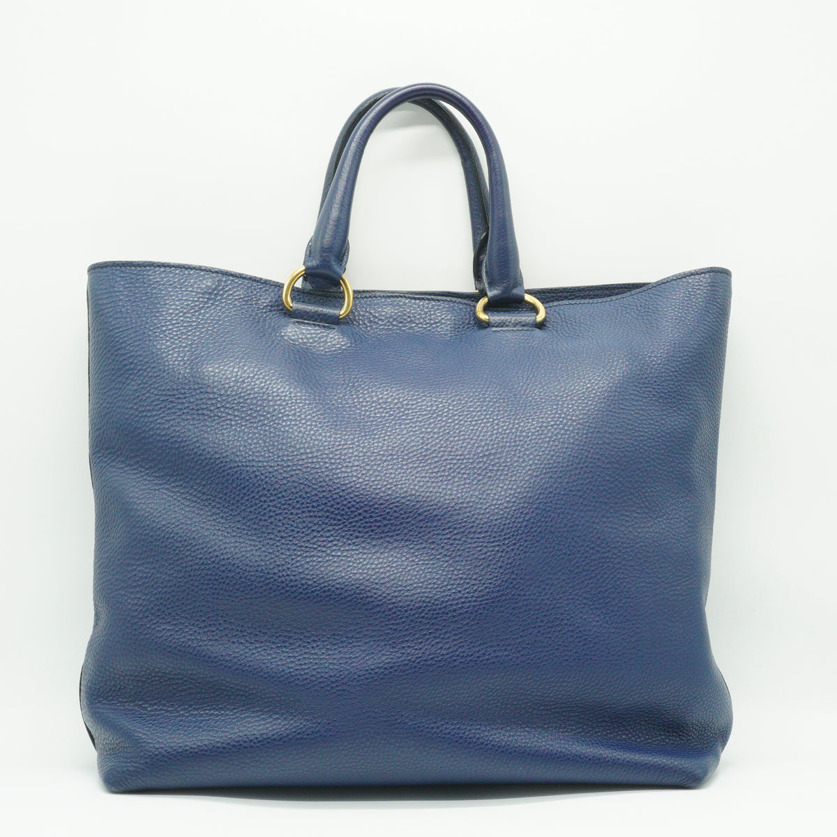 Prada Vitello Daino leather Shopping Tote blue large GHW