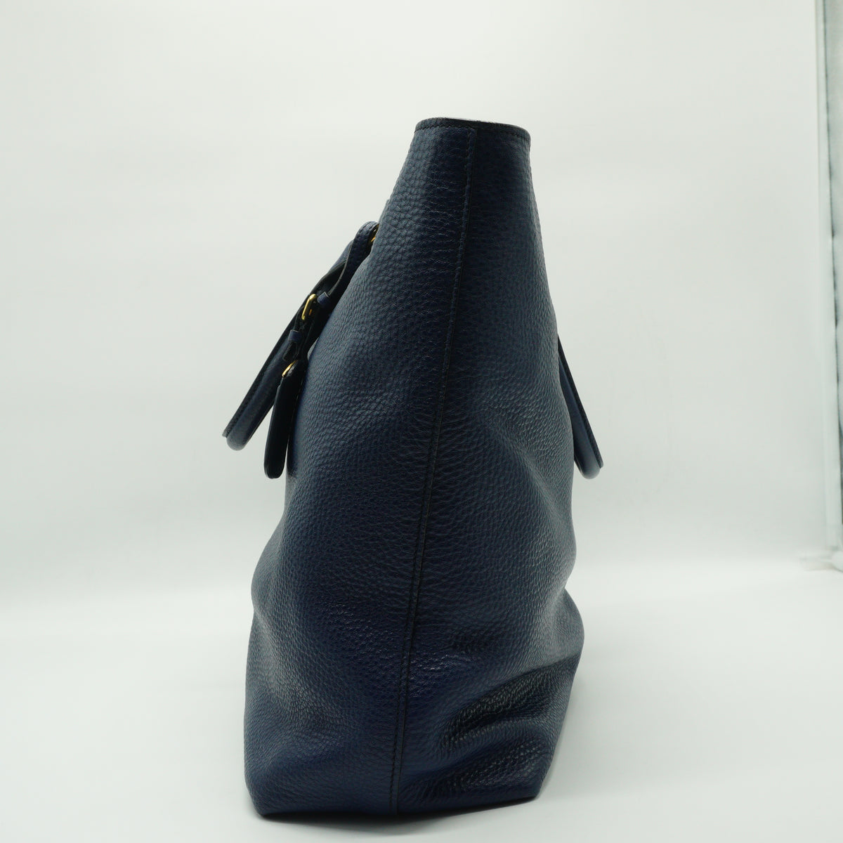 Prada Vitello Daino leather Shopping Tote blue large GHW