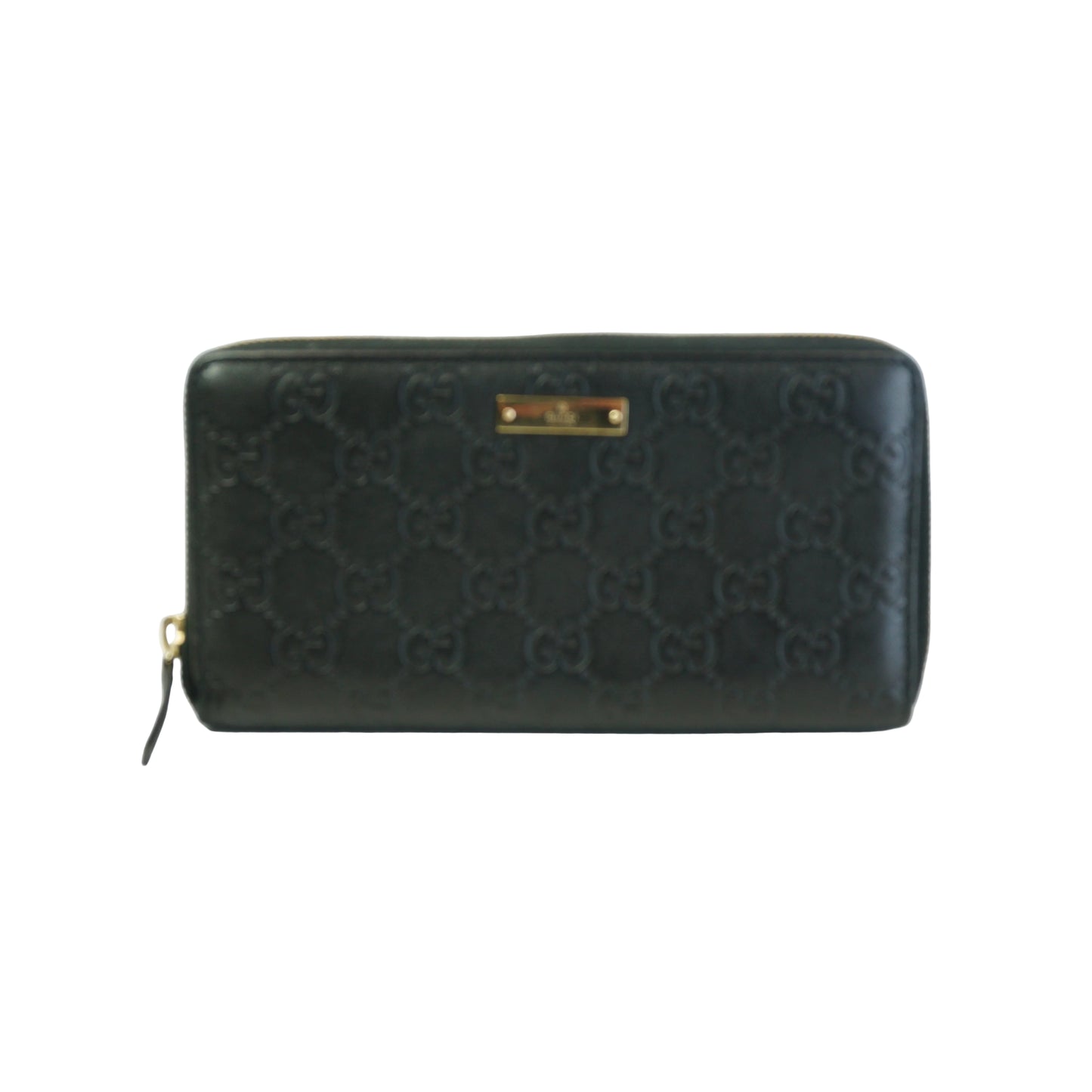 Gucci	Guccissima Margaux Metal Zip Around Wallet Black GHW