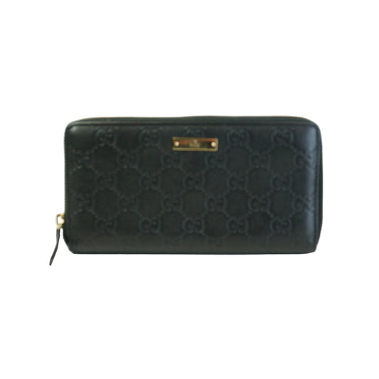 Gucci	Guccissima Margaux Metal Zip Around Wallet Black GHW