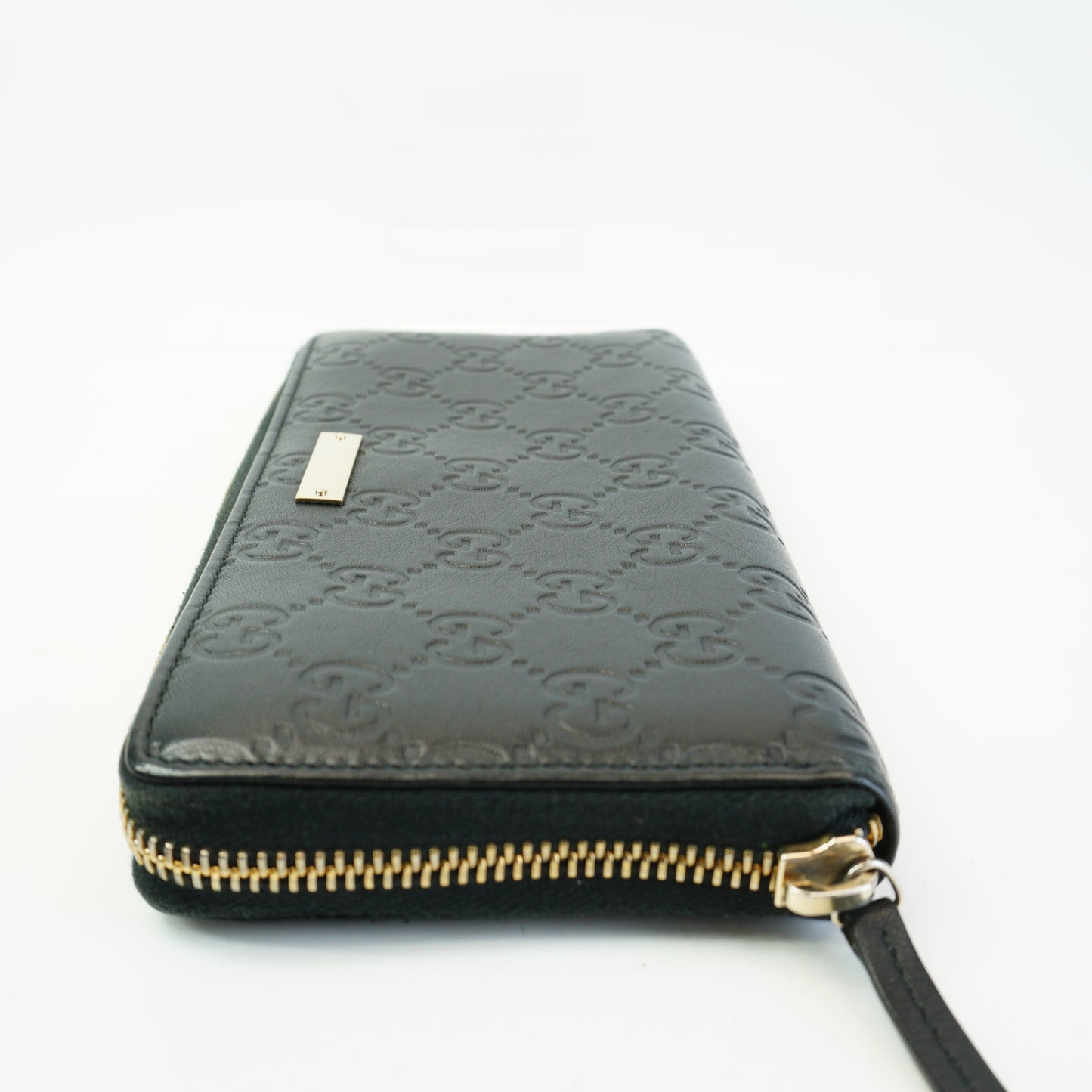 Gucci	Guccissima Margaux Metal Zip Around Wallet Black GHW