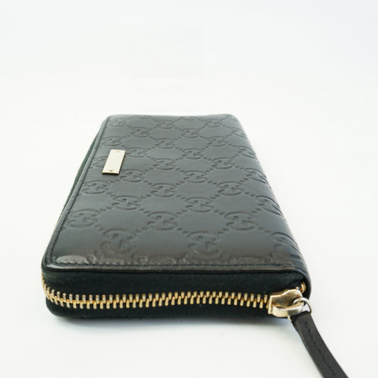 Gucci	Guccissima Margaux Metal Zip Around Wallet Black GHW