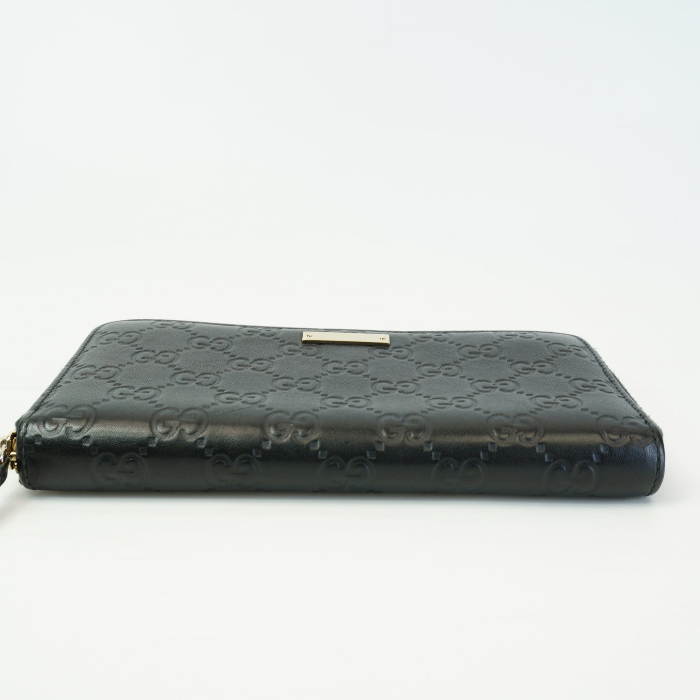 Gucci	Guccissima Margaux Metal Zip Around Wallet Black GHW