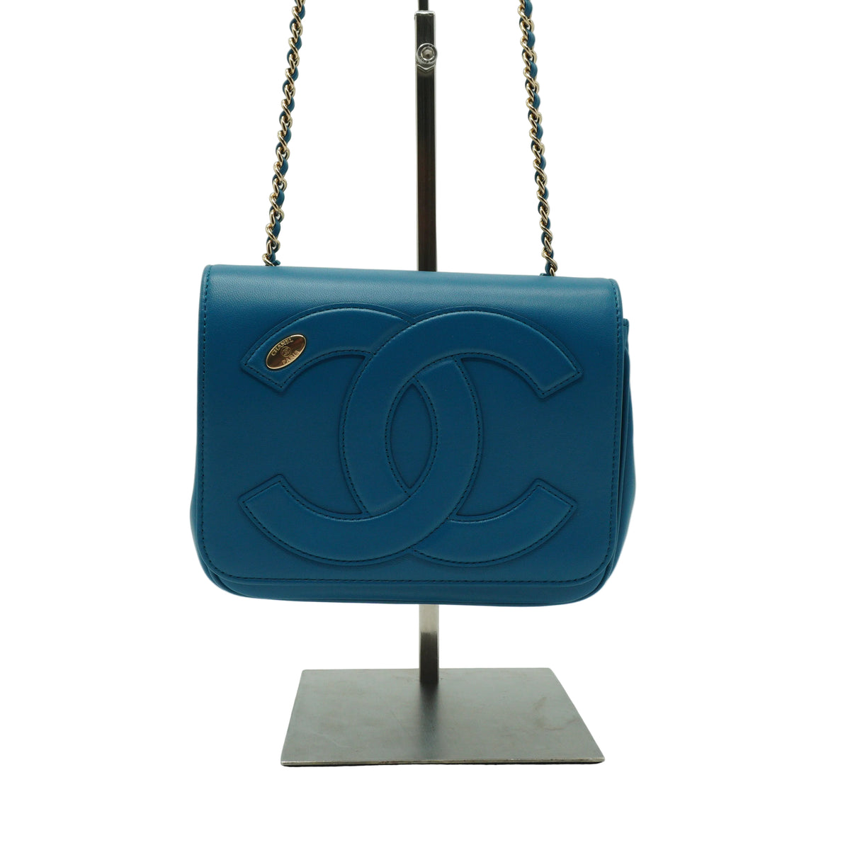 Chanel CC Mania Flap Bag Blue Lambskin Small GHW