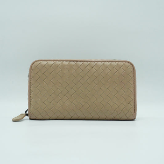 Bottega Veneta	Intrecciato Zip Around Wallet Beige MHW