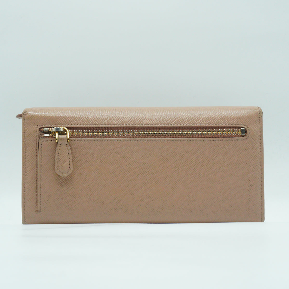 Prada	Saffiano Leather Continental Wallet Beige GHW