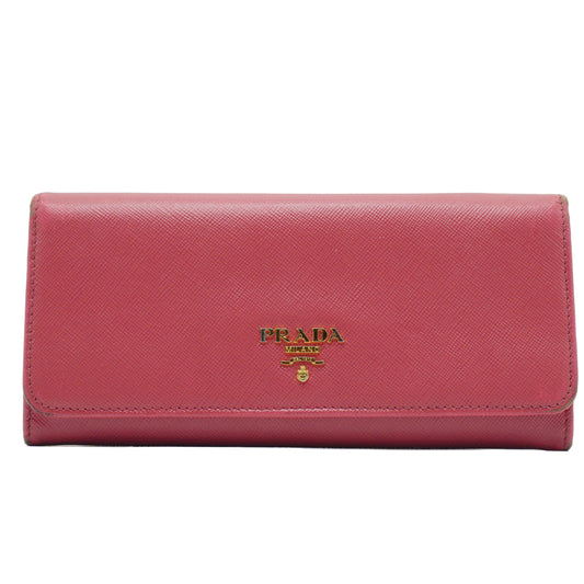 Prada Saffiano Leather Continental Wallet Peony Pink GHW