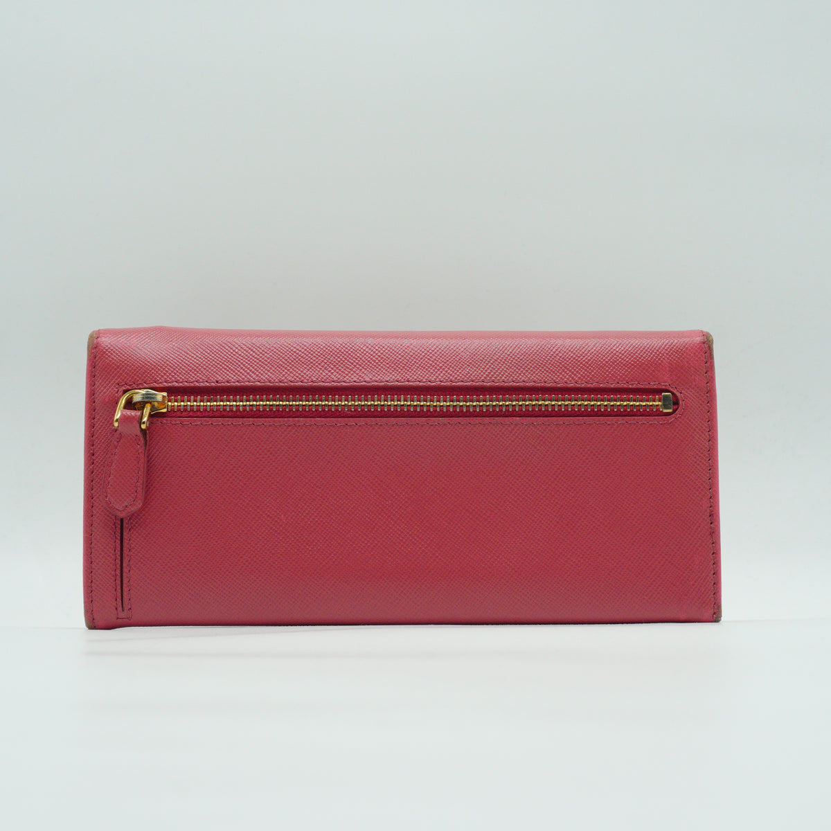 Prada Saffiano Leather Continental Wallet Peony Pink GHW