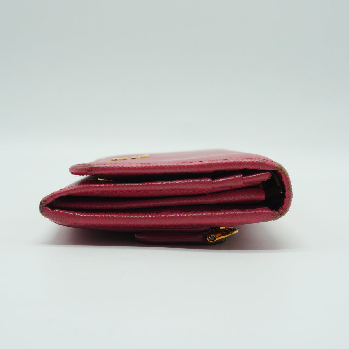 Prada Saffiano Leather Continental Wallet Peony Pink GHW