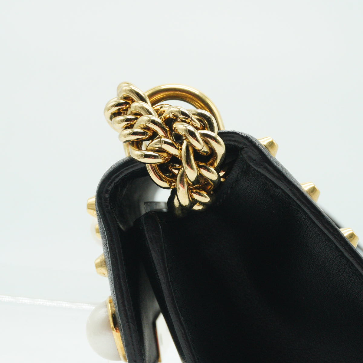 Gucci Padlock pearl studded shoulder bag small black GHW