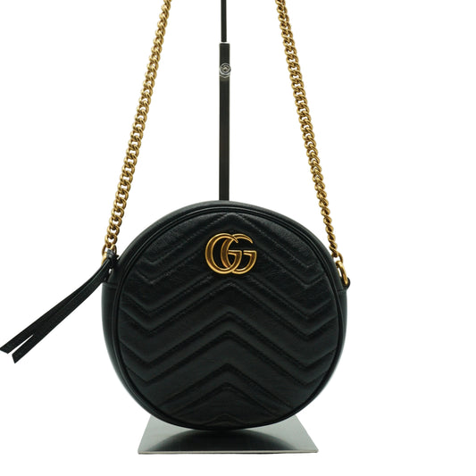 Gucci	Marmont Round Shoulder Bag Mini black GHW