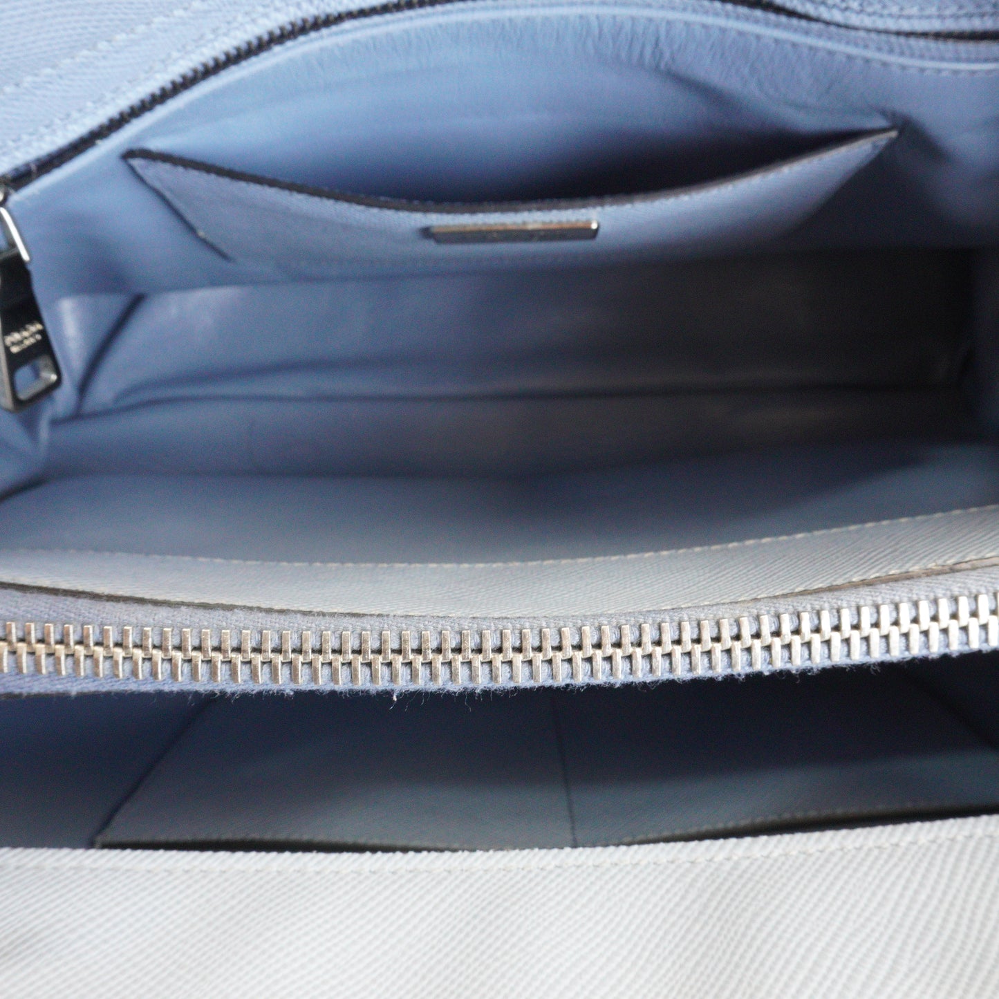 Prada Saffiano Double Tote Light Blue SHW  Large