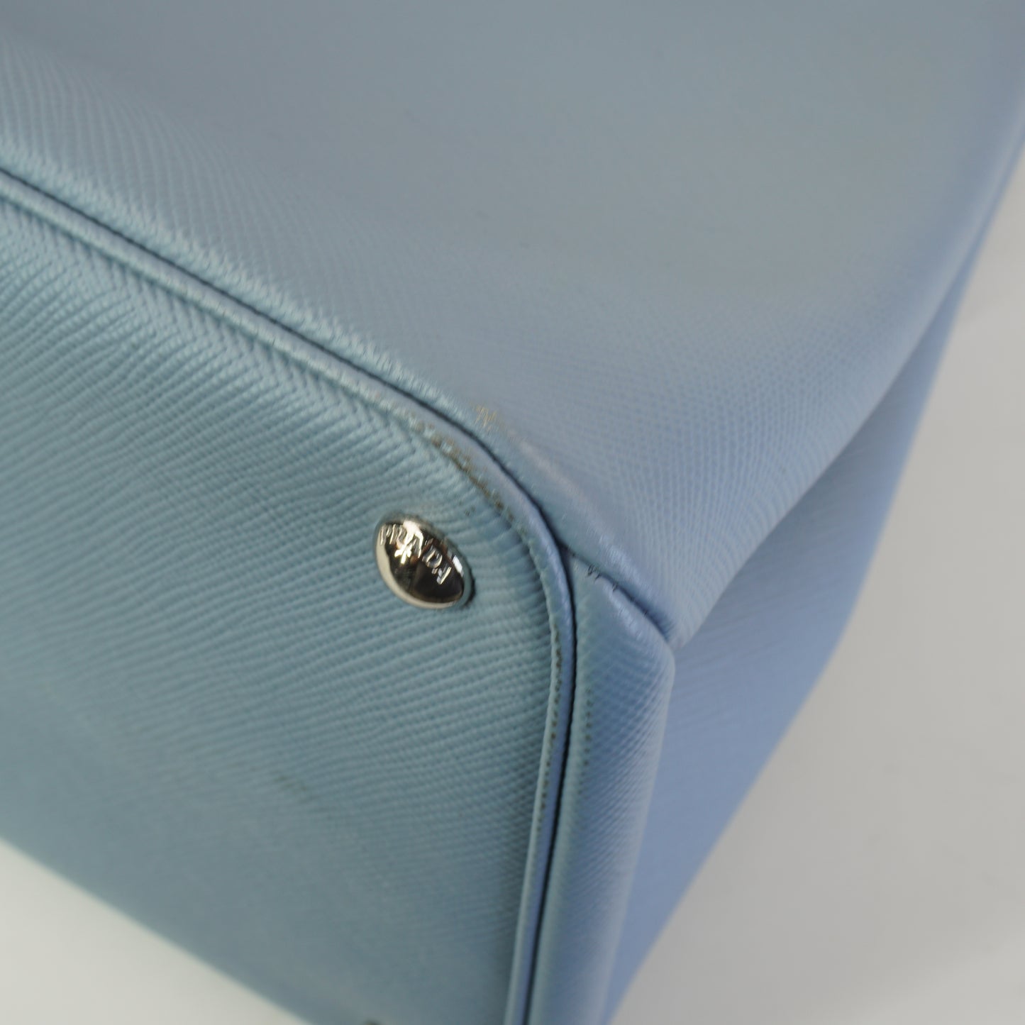 Prada Saffiano Double Tote Light Blue SHW  Large