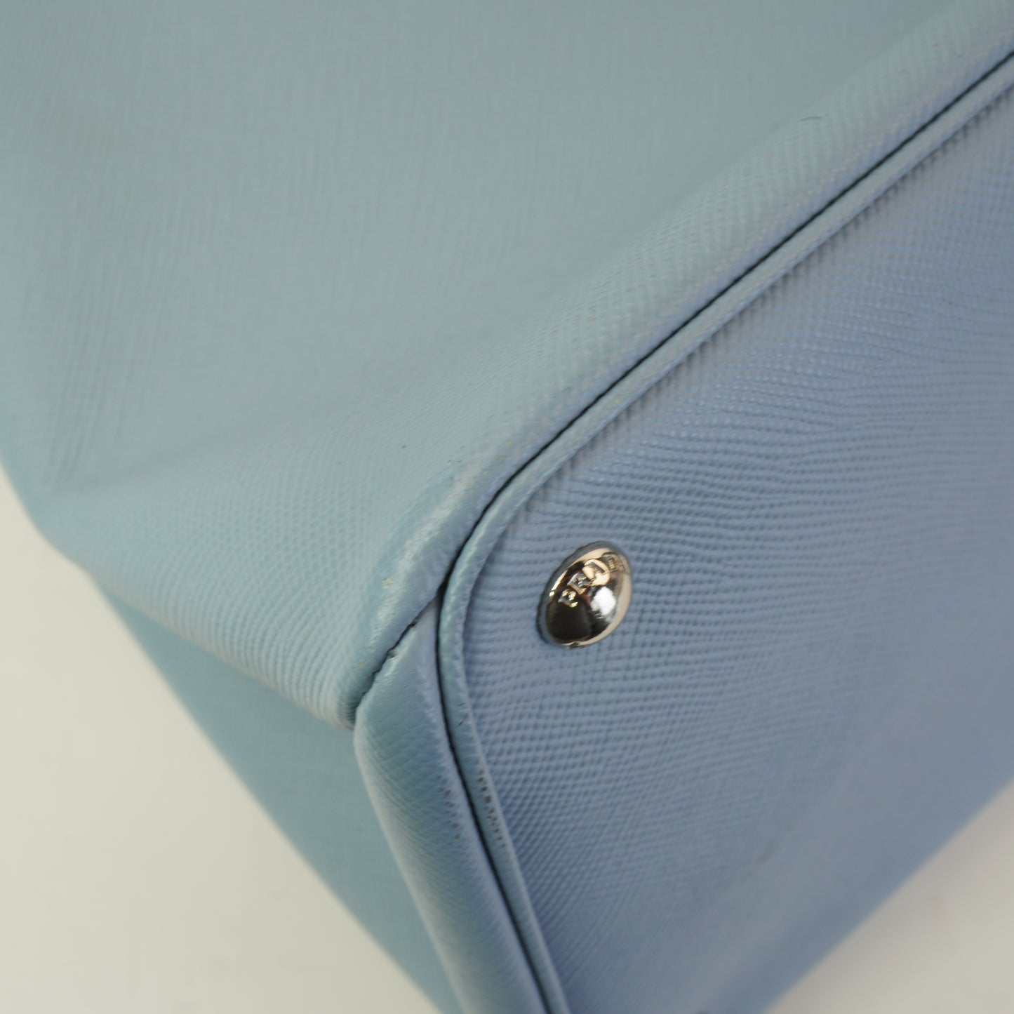 Prada Saffiano Double Tote Light Blue SHW  Large