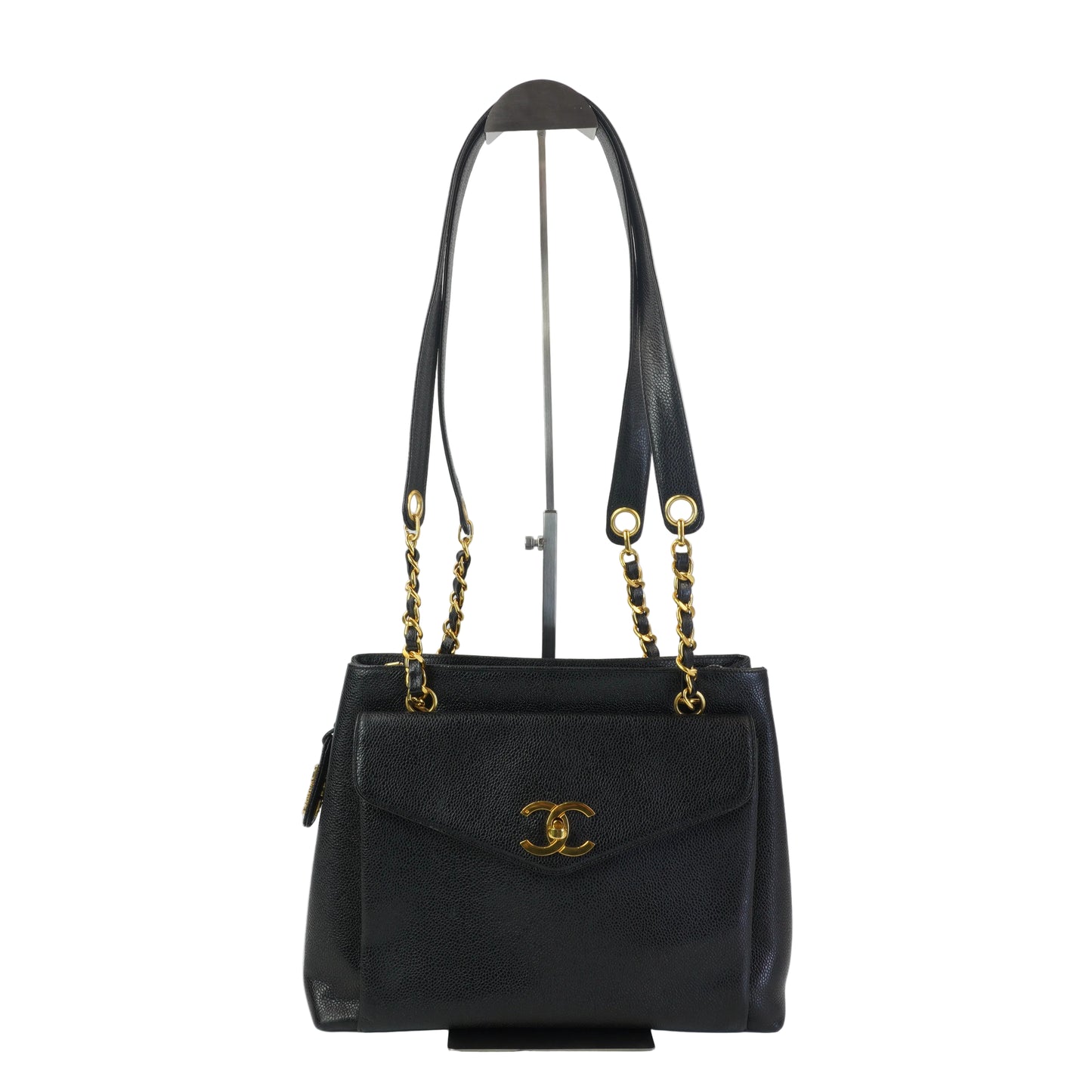 Chanel Vintage Caviar Fiont Pocket Tote Bag  GHW Medium