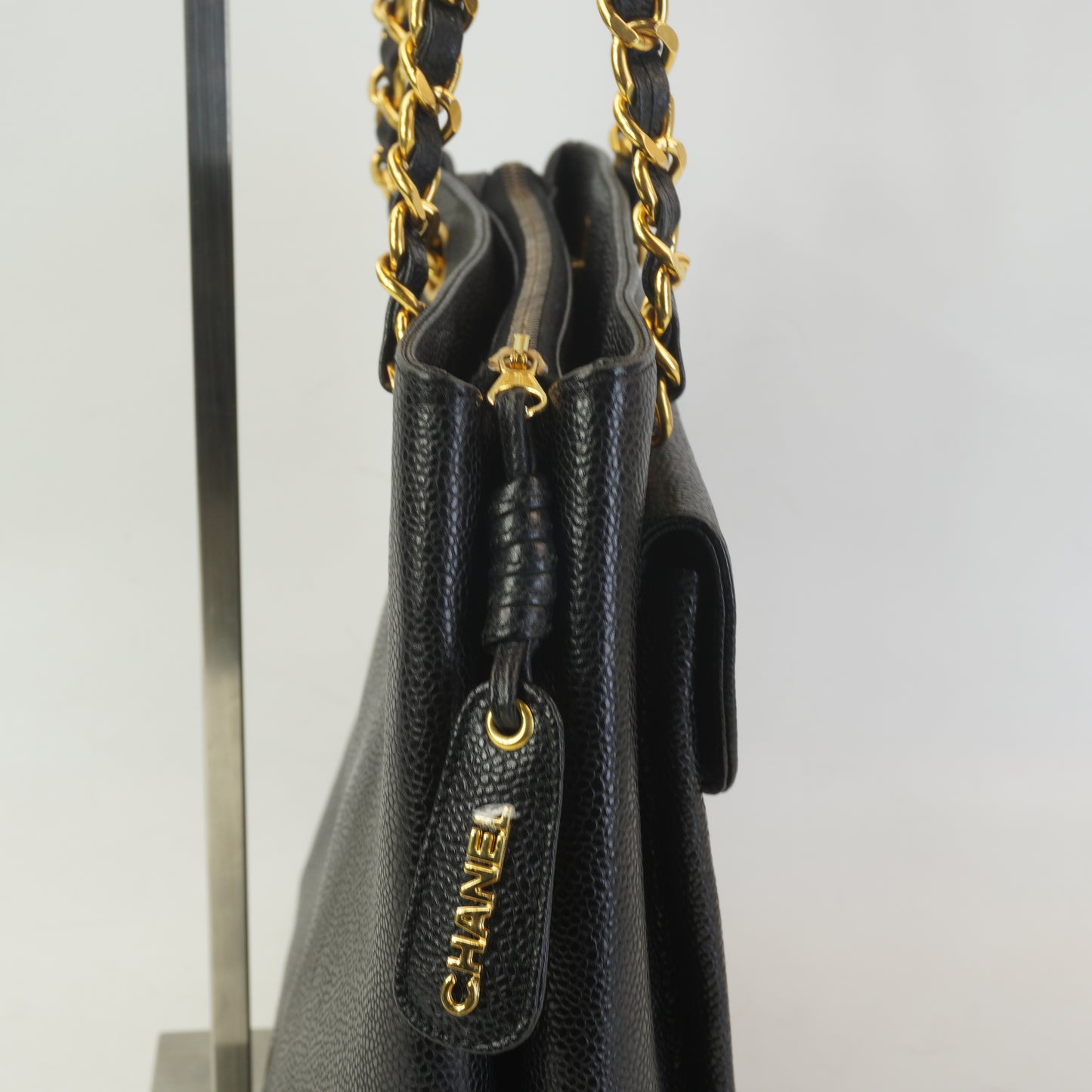 Chanel Vintage Caviar Fiont Pocket Tote Bag  GHW Medium