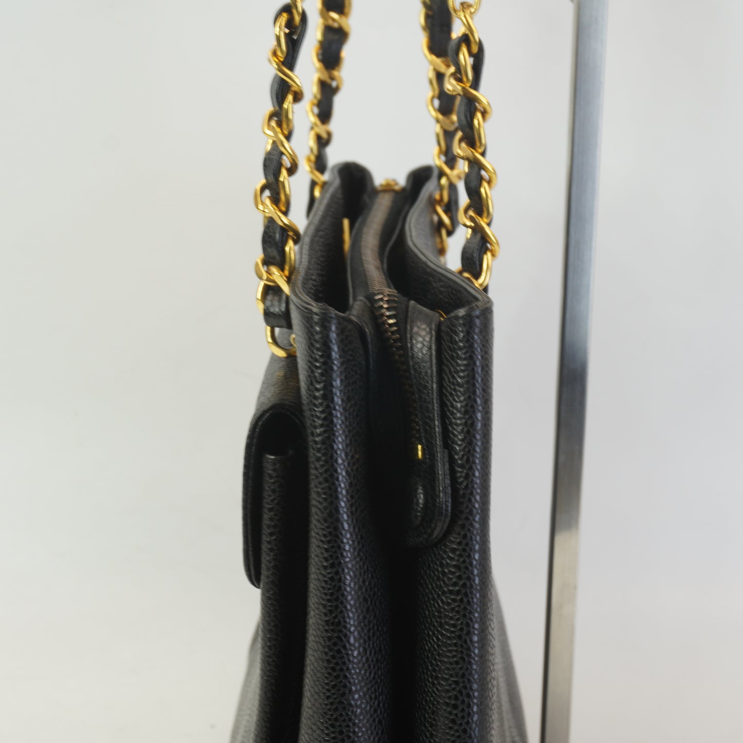 Chanel Vintage Caviar Fiont Pocket Tote Bag  GHW Medium
