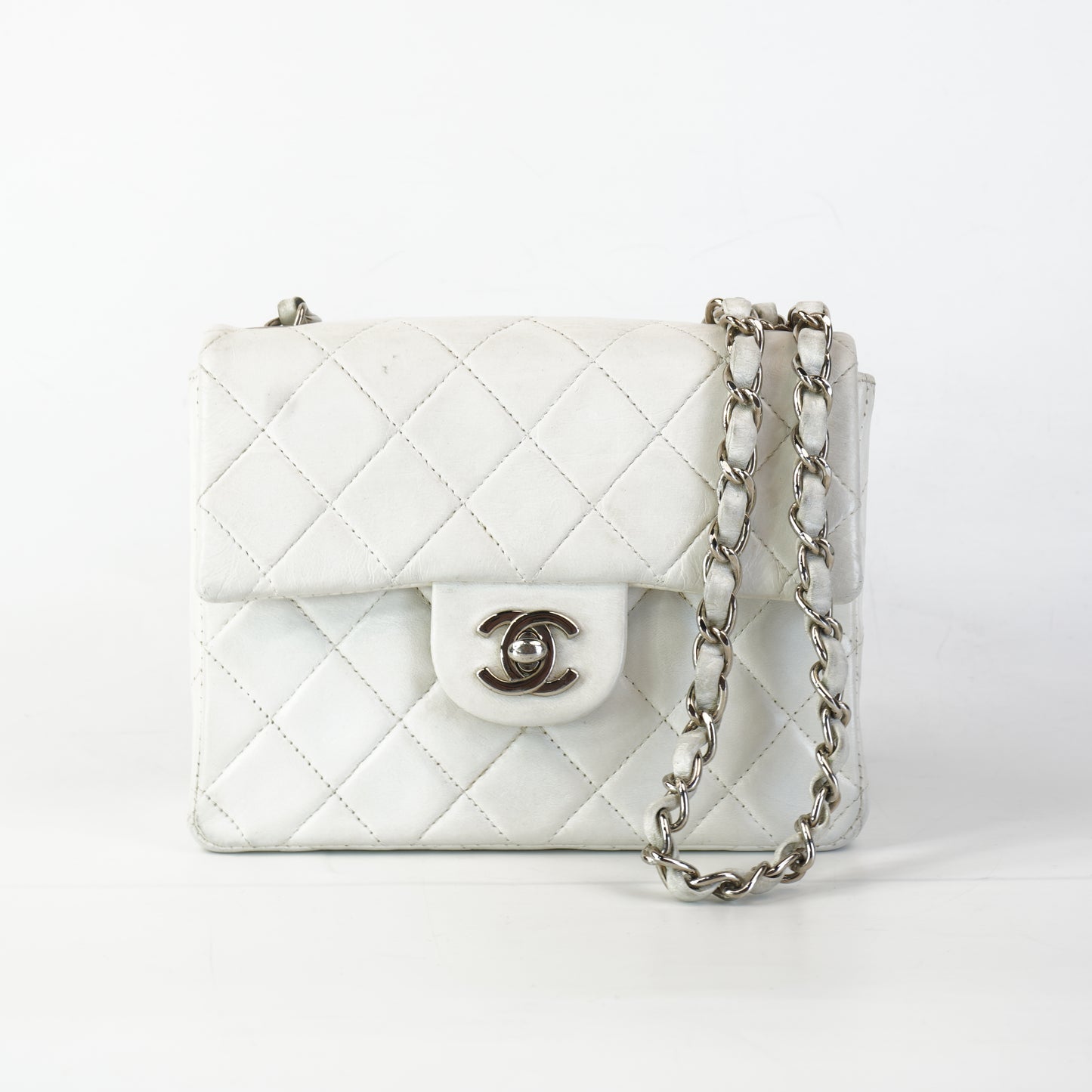 Chanel Light Grey Quilted Lambskin