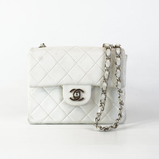 Chanel Light Grey Quilted Lambskin