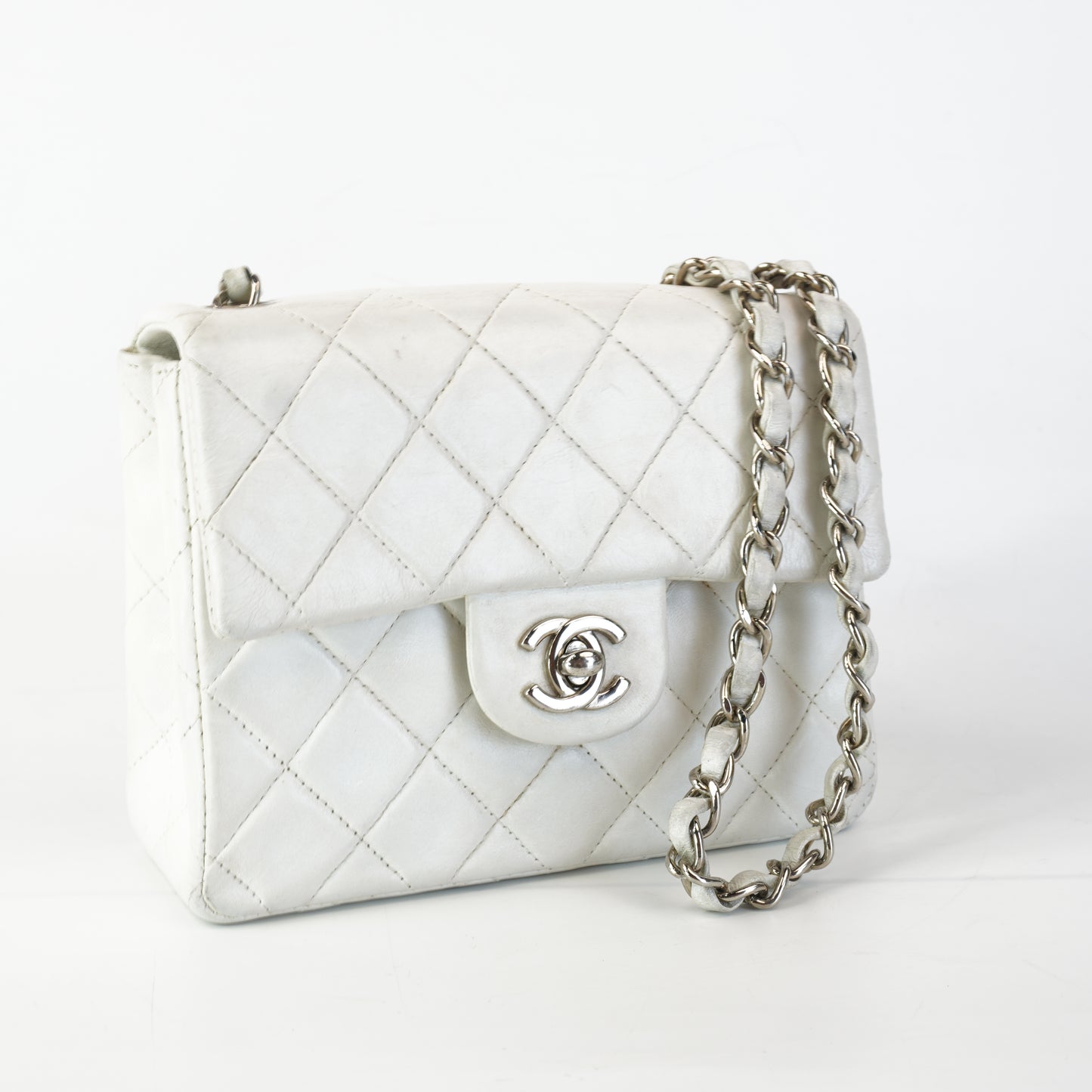Chanel Light Grey Quilted Lambskin
