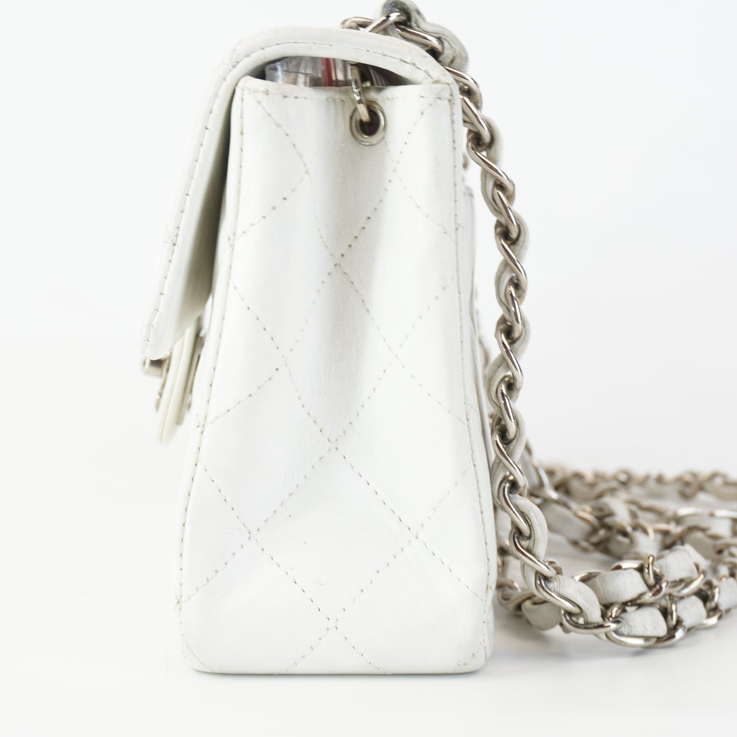 Chanel Light Grey Quilted Lambskin