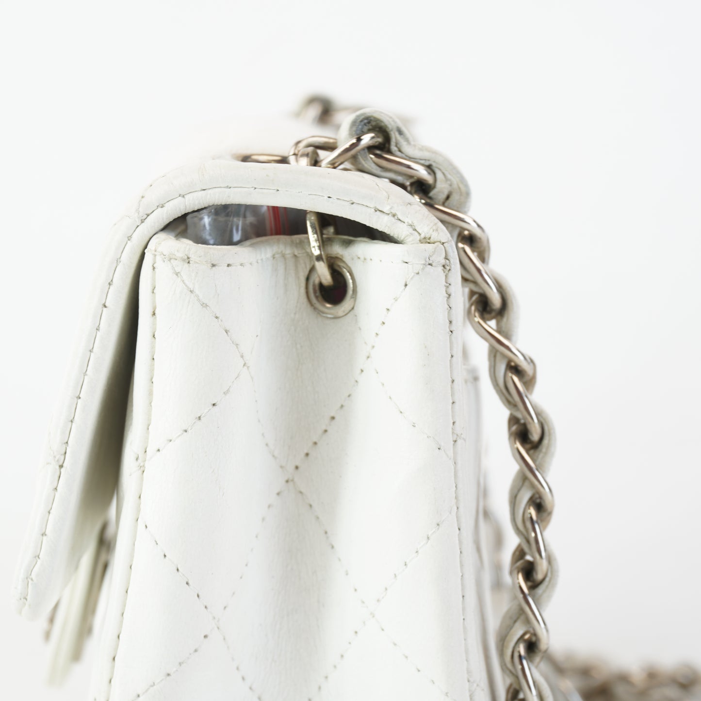 Chanel Light Grey Quilted Lambskin