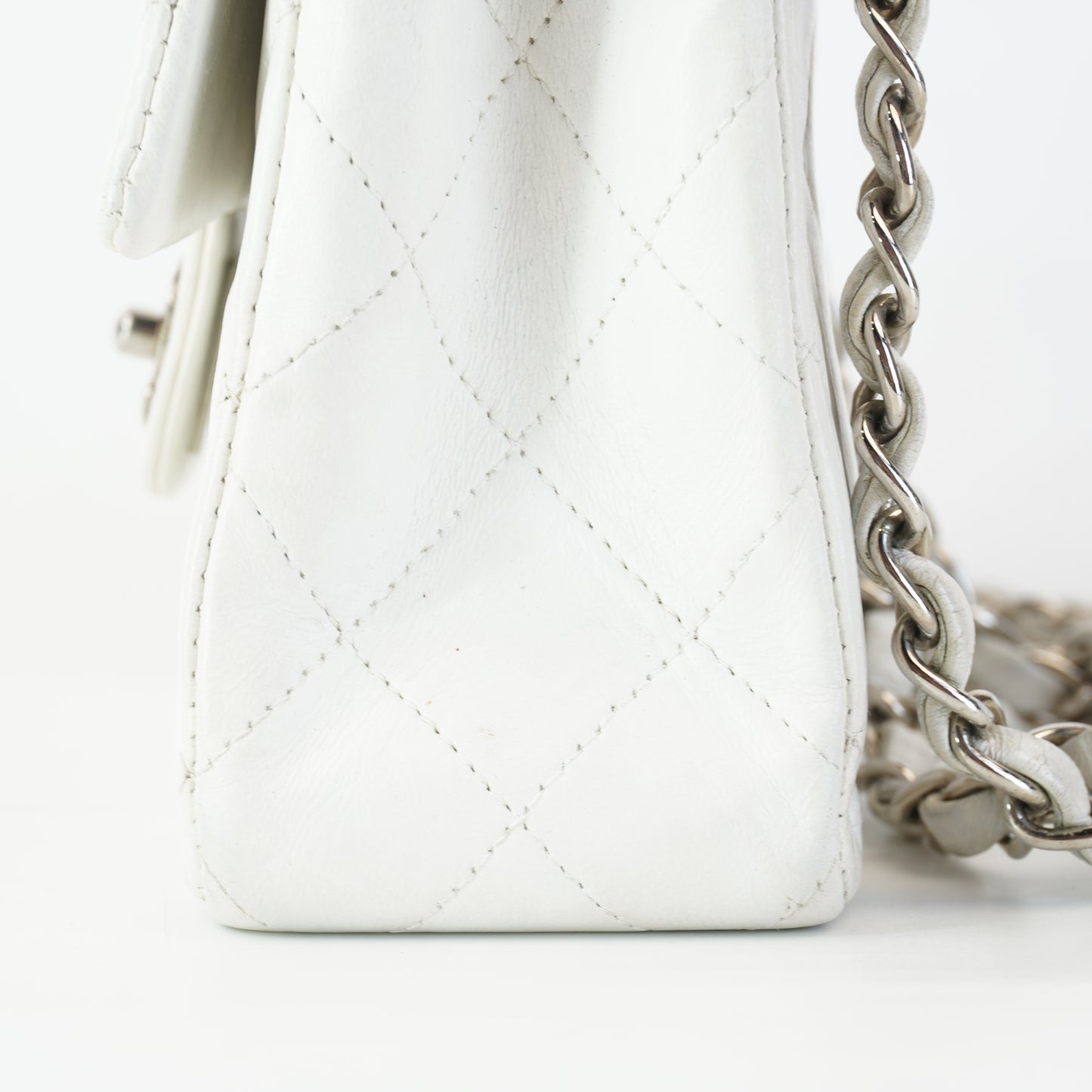 Chanel Light Grey Quilted Lambskin
