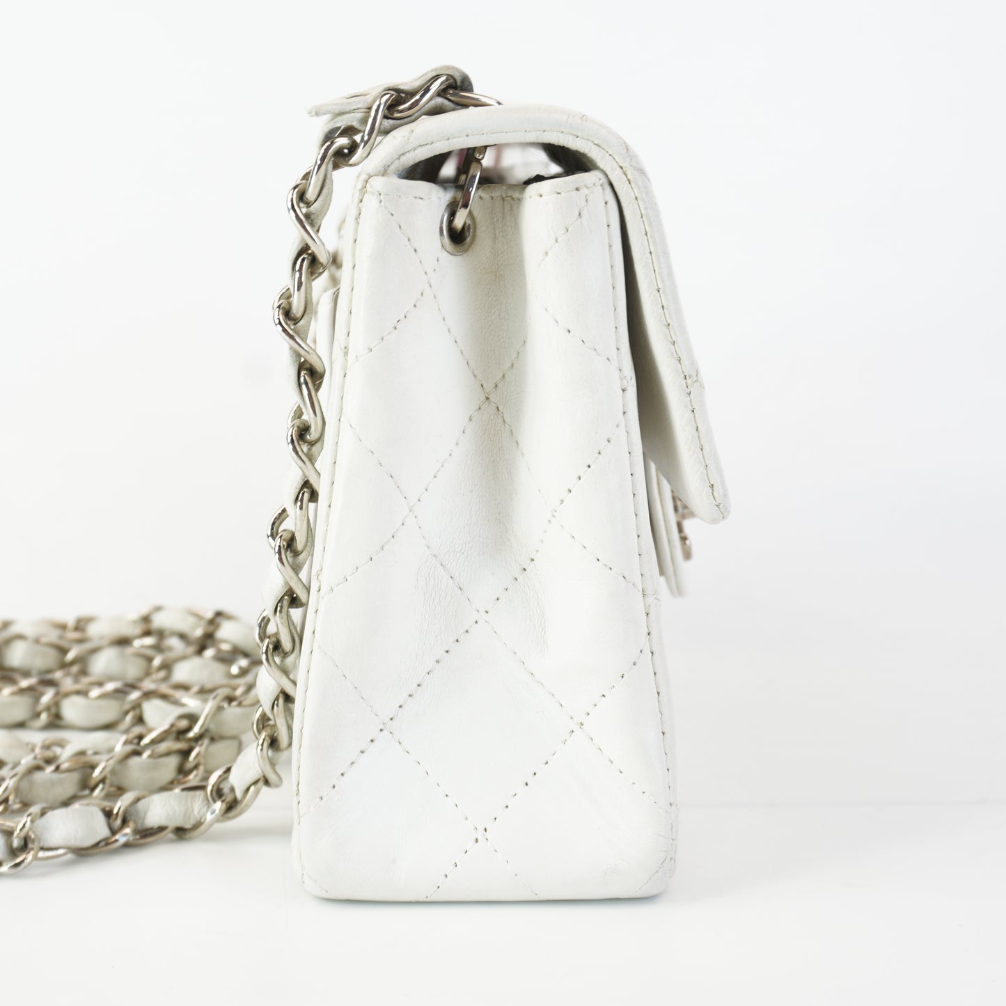 Chanel Light Grey Quilted Lambskin