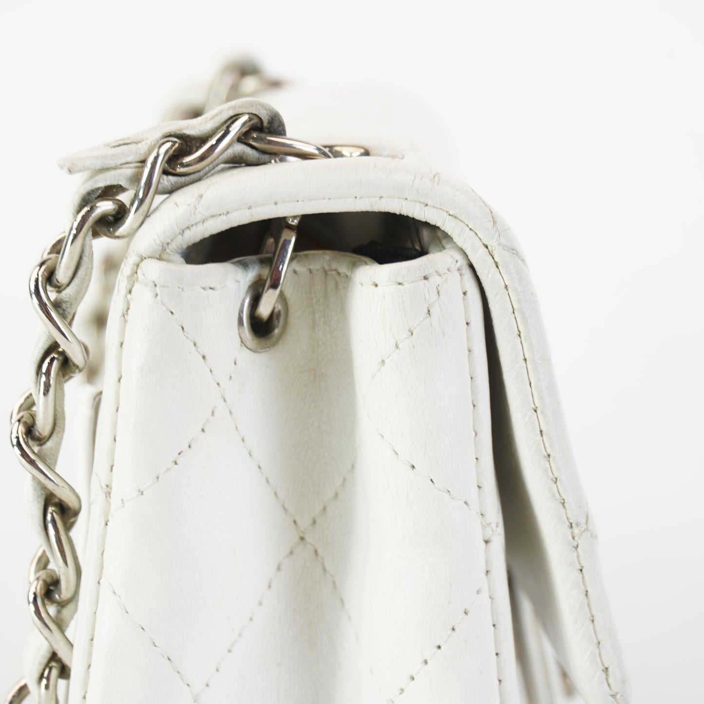 Chanel Light Grey Quilted Lambskin