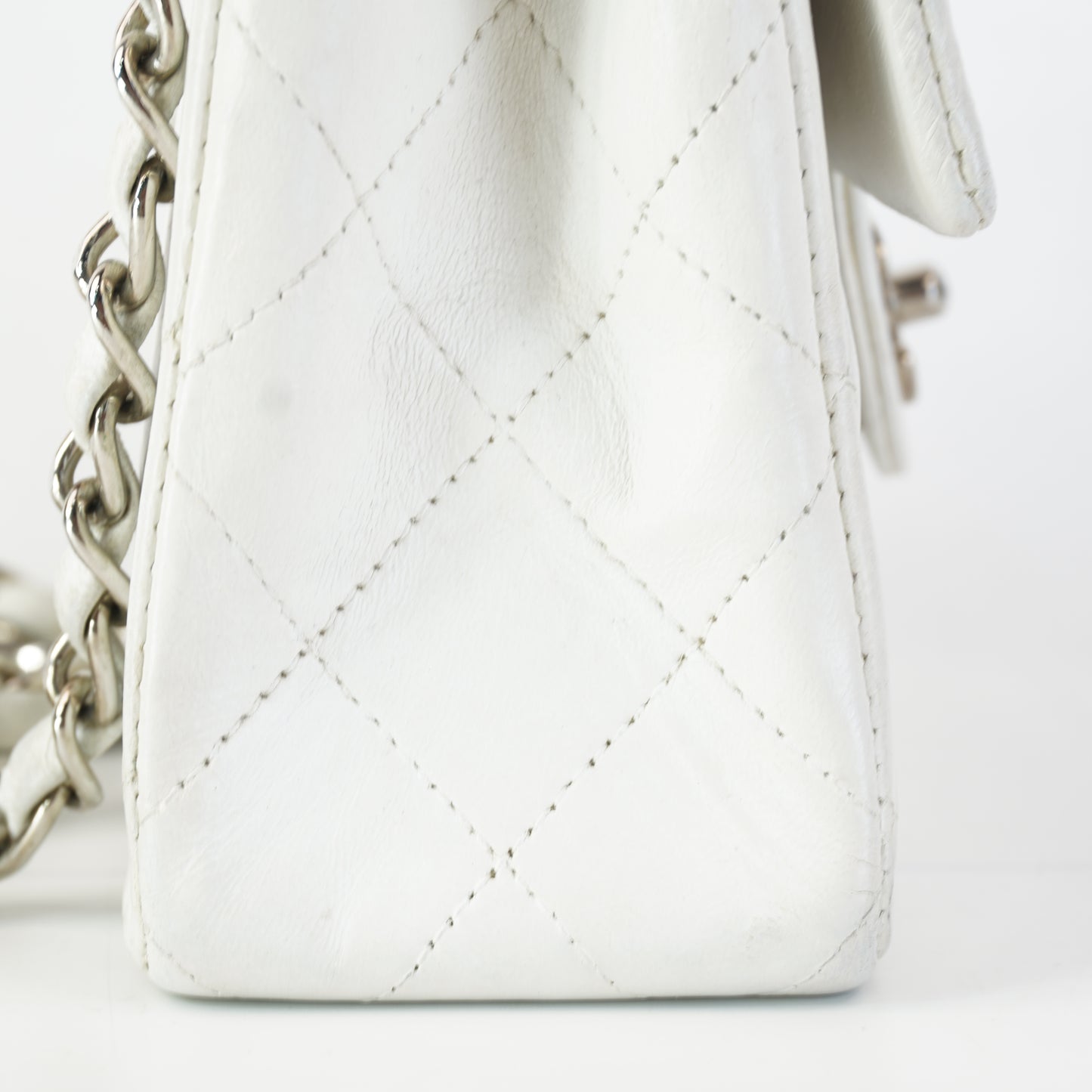 Chanel Light Grey Quilted Lambskin
