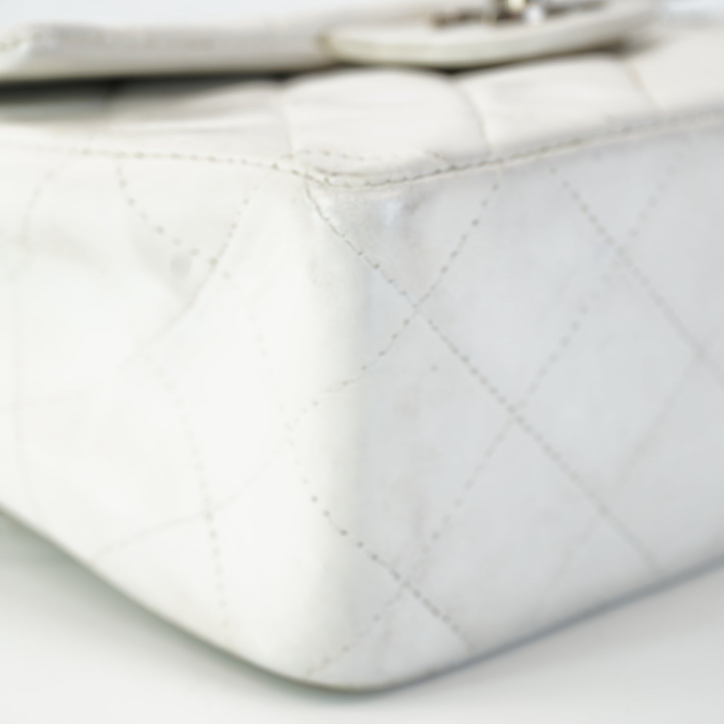 Chanel Light Grey Quilted Lambskin