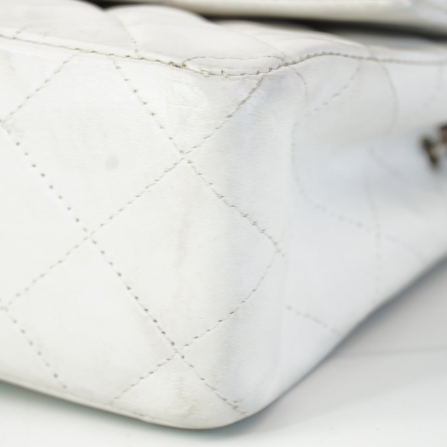 Chanel Light Grey Quilted Lambskin