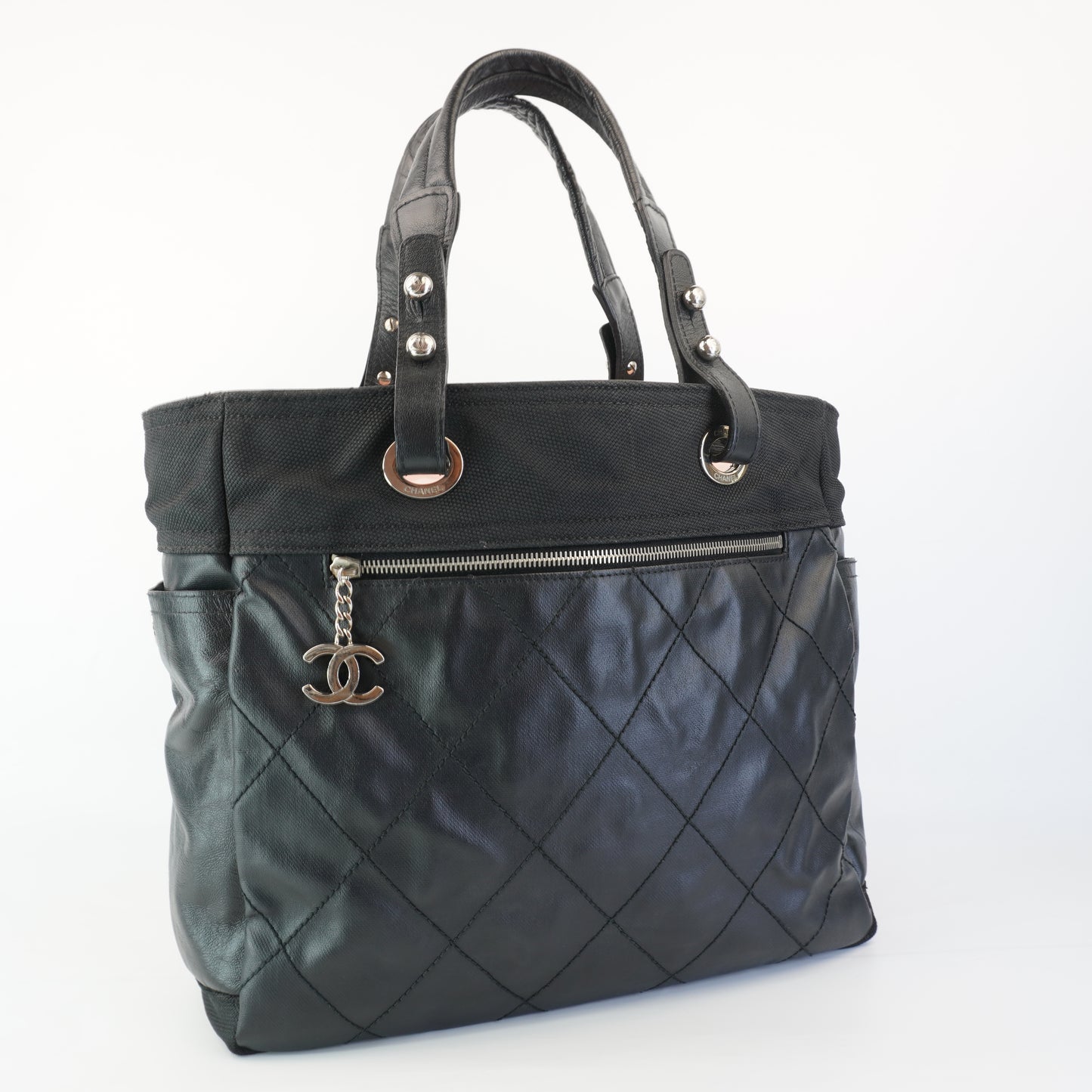 Chanel Biarritz Tote Black Quilted Canvas