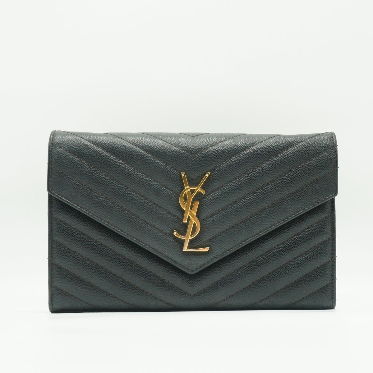 YSL	Cassandre Envelope Chain Wallet small black GHW