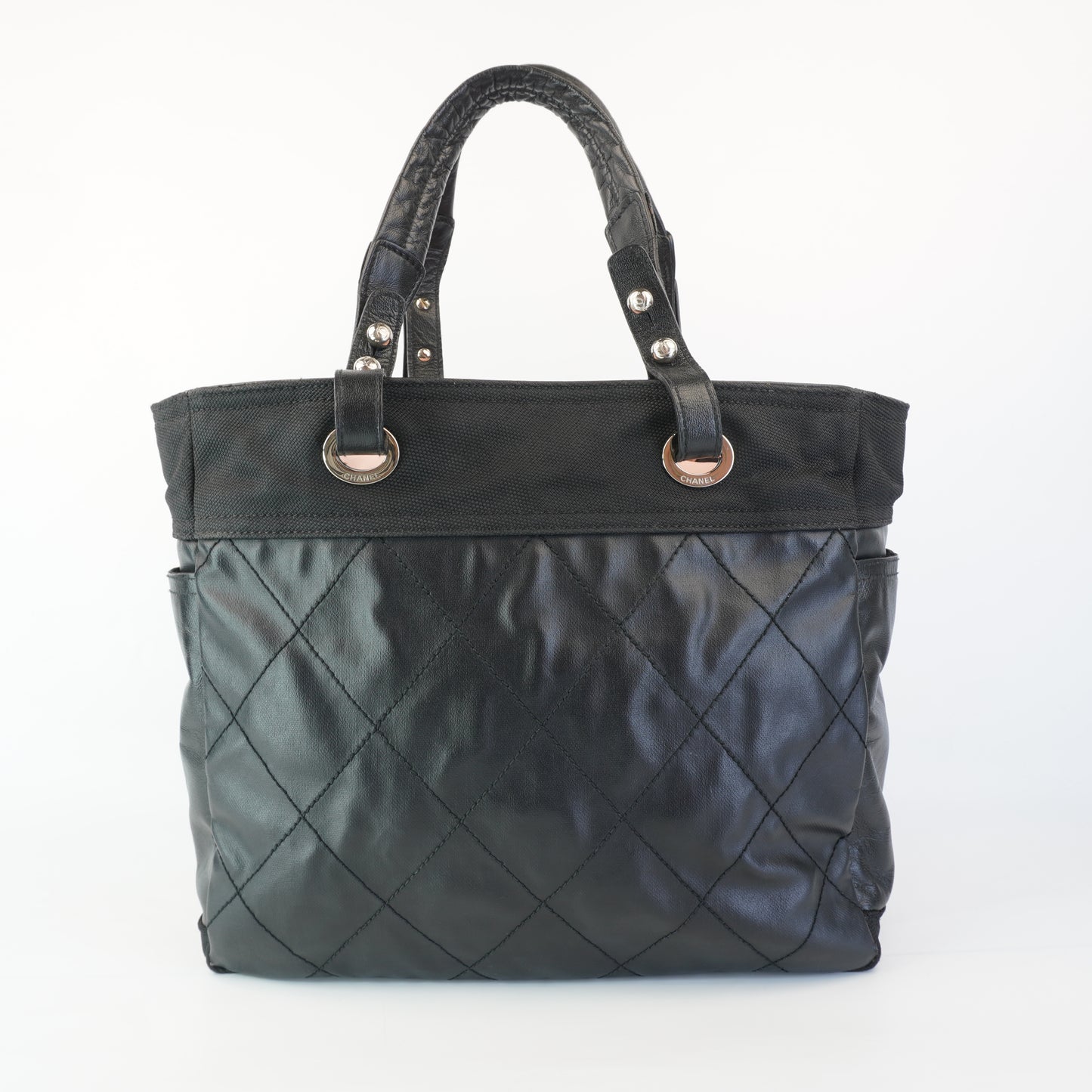Chanel Biarritz Tote Black Quilted Canvas