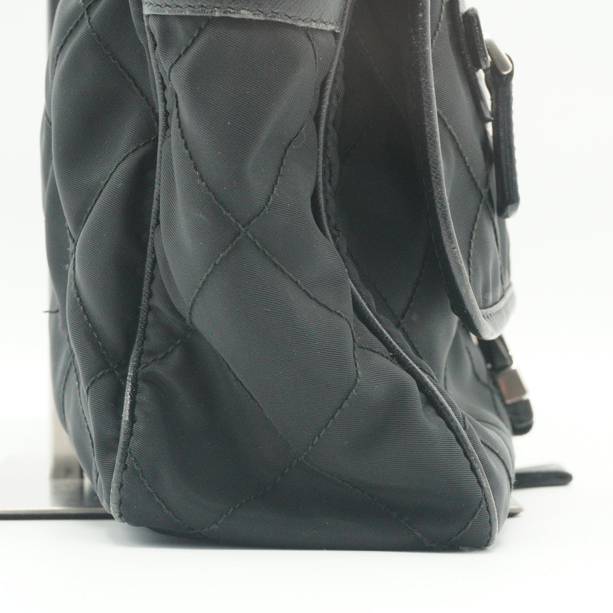 Prada Quilted Tessuto Nylon Messenger Bag Black Medium SHW