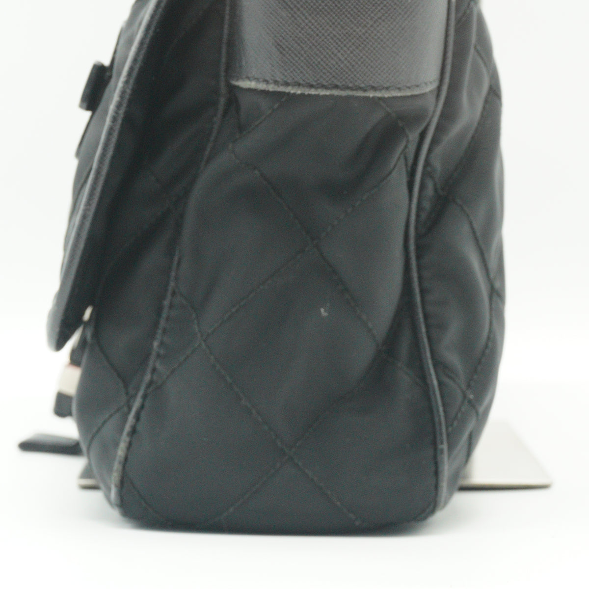 Prada Quilted Tessuto Nylon Messenger Bag Black Medium SHW