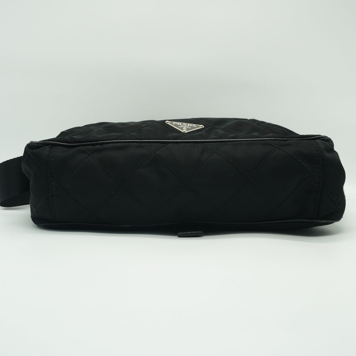 Prada Quilted Tessuto Nylon Messenger Bag Black Medium SHW
